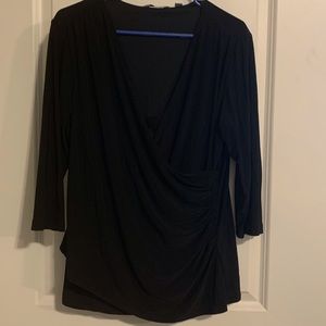 Women’s 3/4 sleeve black wrap blouse size L